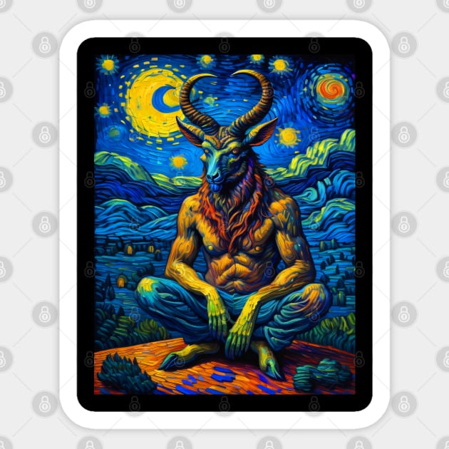 Baphomet in starry night Sticker by FUN GOGH